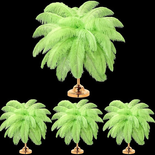Retrowavy 50 Pcs 14-16 Inches Large Natural Ostrich Feathers Bulk for Centerpieces for Wedding Party Centerpieces Home Decoration Flower Arrangement (Green)