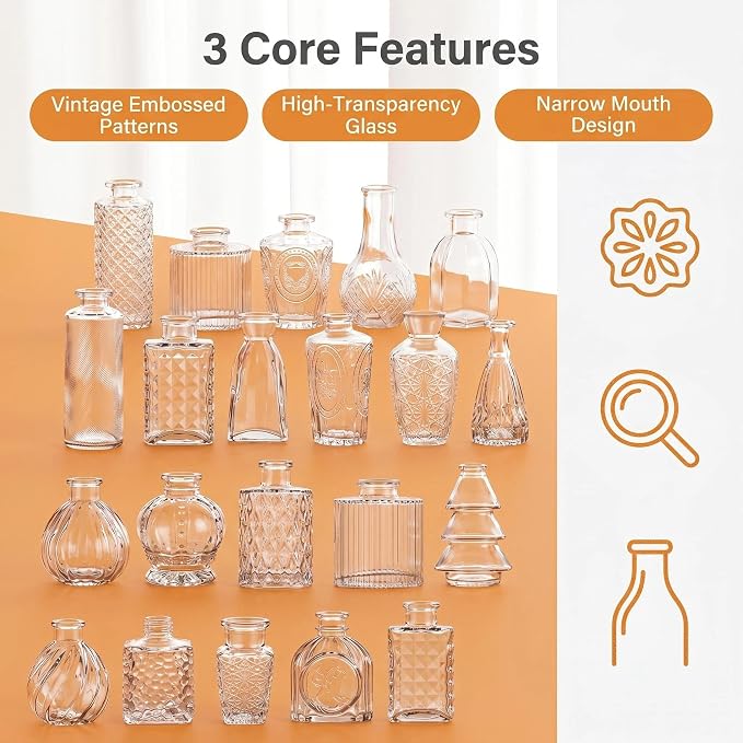 Mini Bud Vases As Wedding Centerpieces for Tables,Clear Bud Vases for Flowers,Small Flower Vases Suitable for Birthday Party,Anniversary,Wedding Reception,Baby Shower (Clear, 36PCS)