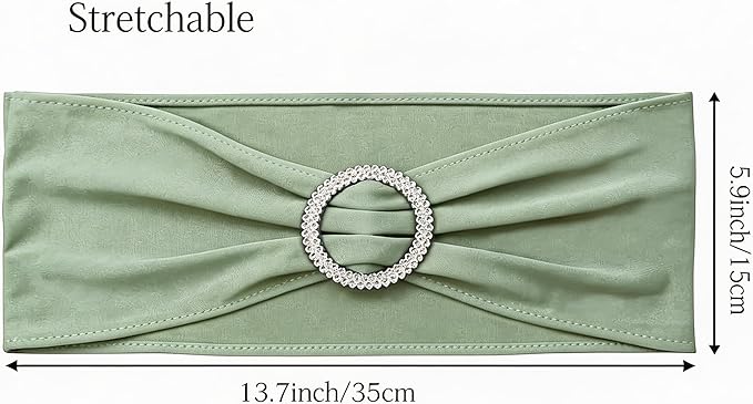 Sage Green Chair Sashes 100 Pack Spandex Chair Bands with Buckles for Wedding Party Birthday Bridal Shower Engagement Anniversary Outdoor Events Decorations