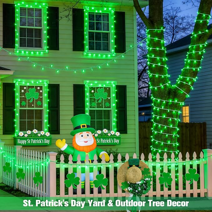JMEXSUSS 200 LED Green Christmas String Lights Indoor Outdoor Clear Wire | Connectable, Plug in, for Halloween Christmas St Patricks Day Spring Tree Garden Decor