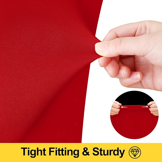 Smiry Spandex Tablecloth, Elastic Fitted Stretch Tablecloth for 8FT Rectangle Tables, Waterproof Washable Table Cover Skirt for Outdoor, Wedding, Banquet & Parties (Red, 96Lx30Wx30H Inch)