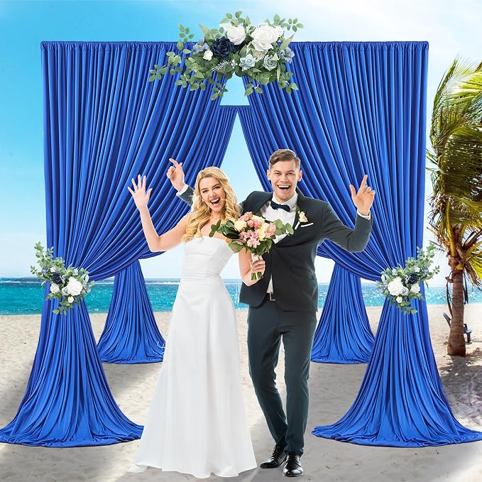 10x12 Royal Blue Backdrop Curtains for Wedding Party Wrinkle Free Backdrops Curtain Drapes Fabric Decorations Photo Back Drop Cloth for Baby Shower Photography Stage Reception 5ft x 12ft,2 Panels