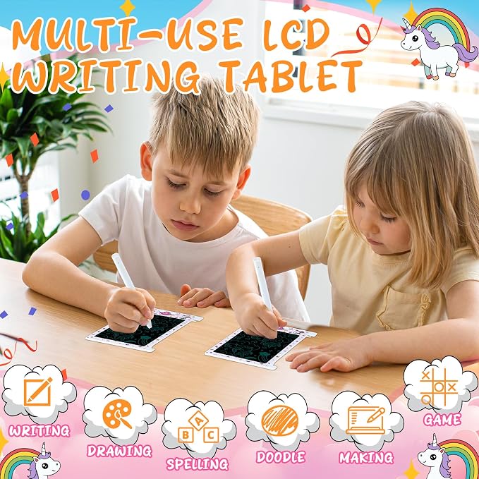 Nezyo 12 Pack Unicorn Party Favors Mini LCD Writing Tablet for Kids 4.6 Inch Doodle Board Drawing Tablet Erasable Reusable Electronic Drawing Pads for Unicorn Party Decor Birthday Supplies