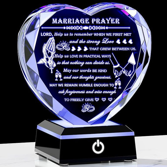 Arikyrist Wedding Gifts for Couples 2026 with Colorful LED Base Heart Happy Anniversary Marriage Prayer Gift with Inspiring Quotes Unique Newlywed Mr and Mrs Engagement Gift Bridal Shower Gifts