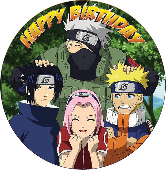 7.5 Inch Edible Cake Toppers – Anime Ninja Inspired Birthday Party Collection of Edible Cake Decorations