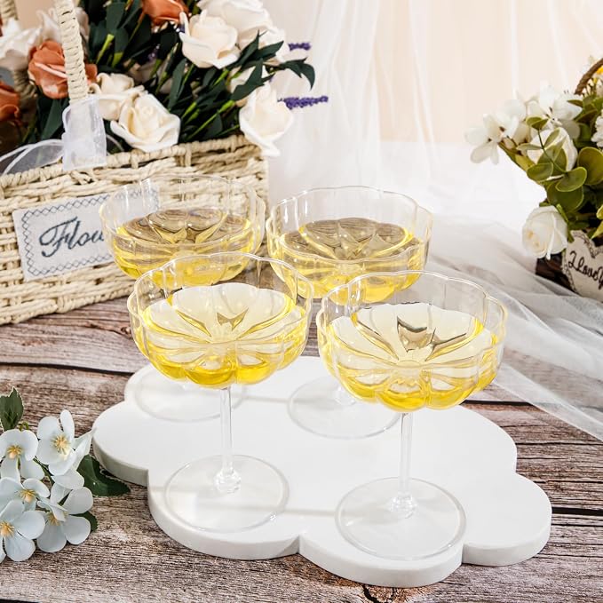 LIYH 20 Pcs Plastic Champagne Glasses 8 oz Champagne Flutes Plastic Cocktail Glasses Coupe Cups Disposable Martini Cups Perfect for Bar Cocktails Martinis Parties