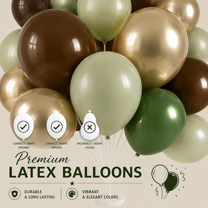 2 Sets Champagne Gold Balloon Stand Kit-Balloon Column Holder with Metallic Rose Balloons for Birthday, Wedding,Baby Shower,Graduation,Anniversary Party Decorations Centerpiece(Forest)
