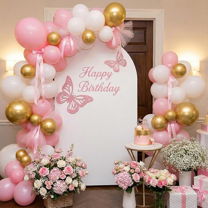 Arttown 7.2FT Arch Backdrop Stand and White Arch Cover Set Wedding Arch Backdrop Stand Suitable for Wedding Celebrations Birthday Parties Baby Showers Graduation Ceremonies Event Decoration