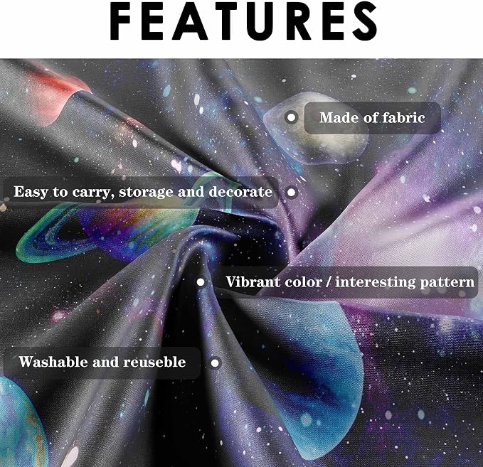Outer Space Backdrop Starry Galaxy Birthday Party | 118 x 95.6 in, Polyester, Outer Space Theme, Lightweight, Reusable, Washable, Birthday Decor, Photo Backdrop