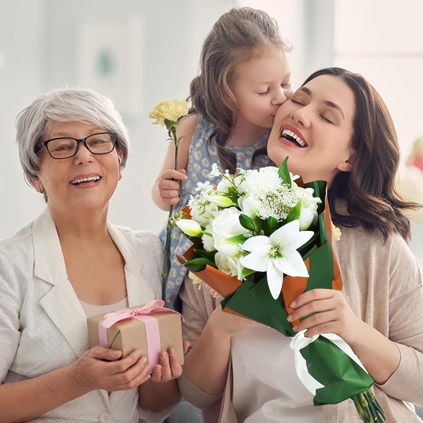 BEISHIDA 20Pcs Green and Brown Double Sided Floral Wrapping Paper Matte Waterproof Flower Bouquet Wrapping Paper for Floral Wrap Florist Packing Supplies Birthday Valentine's Christmas Gift Wrapping