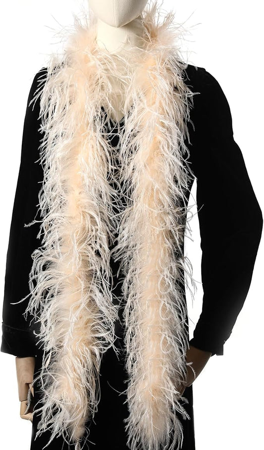 Soarer Peach Ostrich Feather Boas – 2yards 3ply Long Boas for Party, DIY Production, Clothing Decoration(Peach)