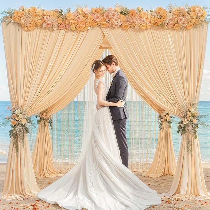 20x10 Dark Champagne Backdrop Curtain for Parties Wedding Baby Shower Wrinkle Free Photo Curtains Backdrop Drapes Fabric Decoration for Bridal Shower 5ft x 10ft,4 Panels