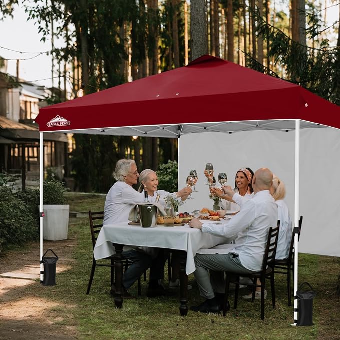 EAGLE PEAK Commercial Canopy 12x12 Pop Up Canopy Tent with 1 Sidewall, Easy Setup Heavy Duty Instant Event Shelter for Vendors & Markets, Outdoor Sun Shade, Burgundy