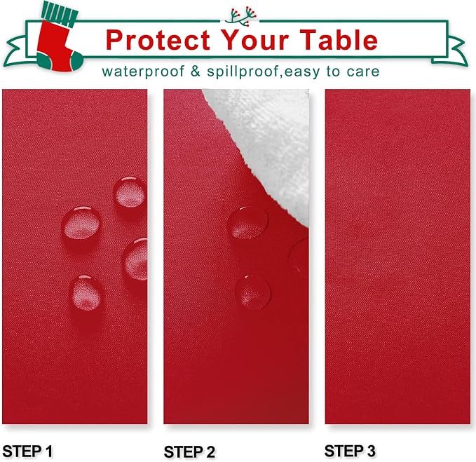 Hiasan Red Square Tablecloth - Waterproof and Spillproof Washable Fabric Christmas Table Cloth for Dining Room Kitchen, 60 x 60 Inch