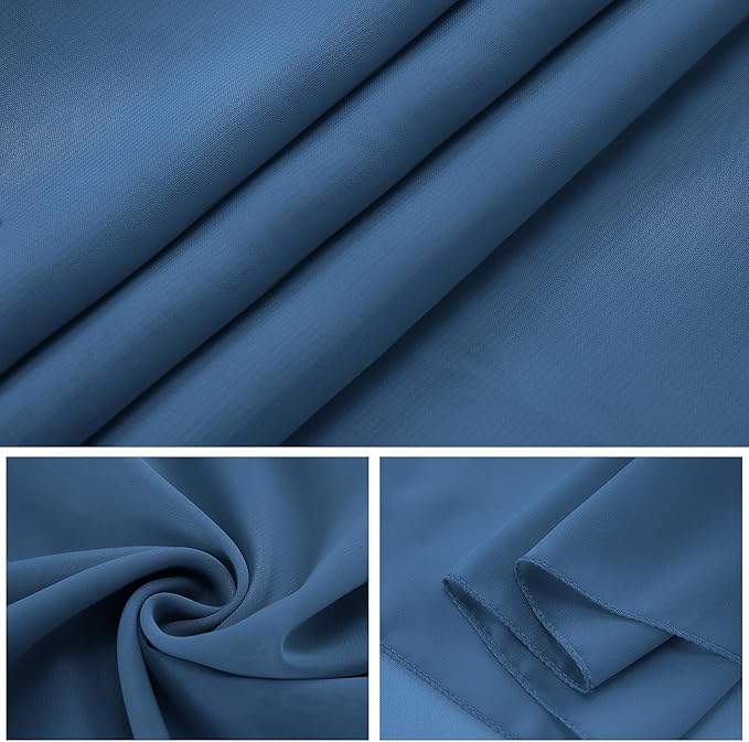 12 Pack Chiffon Table Runner 14x108 Inch Long 9ft Sheer Table Runners for Party Romantic Wedding Bridal Shower Fall Decorations-Dusty Blue