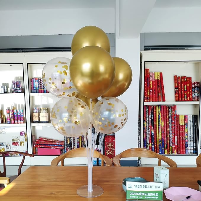 ZJDHPTY Gold Birthday Decorations, 4 Set Balloon Stand with Gold Balloons | Gold Balloon Centerpiece for Table,70th 60th 50th Birthday Graduation Retirement Anniversary Wedding New Years Party Supplies