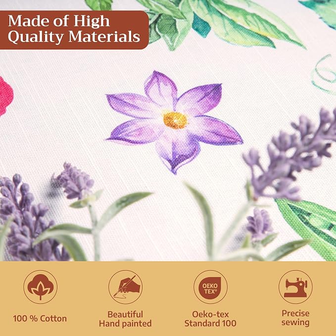 Maison d' Hermine Table Cloth Square Table 100% Cotton 60 x 60 Inches Tablecloth Reusable Decorative for Dining Kitchen Room Farmhouse Party Home Hotel Restaurant Spring Summer - Giverny