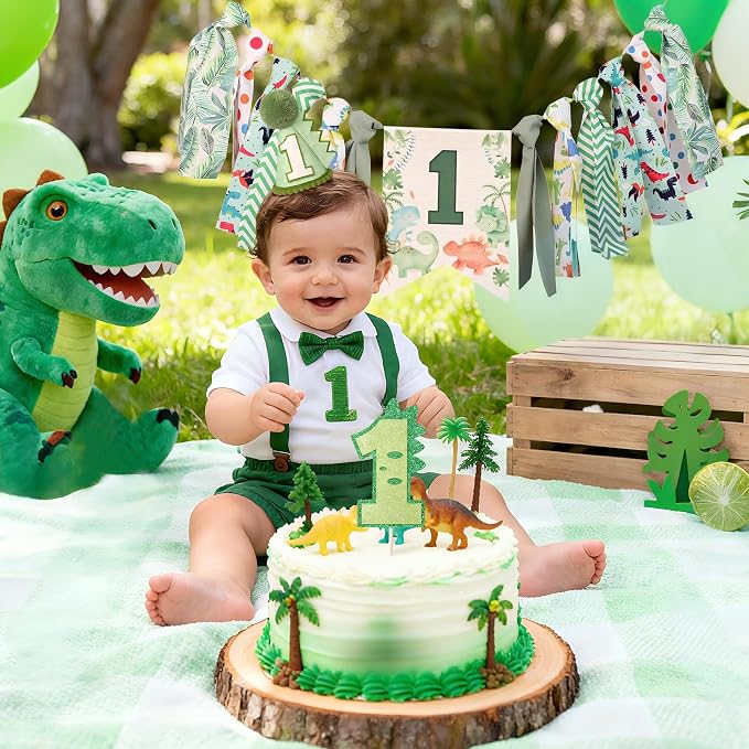 Dinosaur 1st Birthday Decorations Boy High Chair Banner First One Year Old