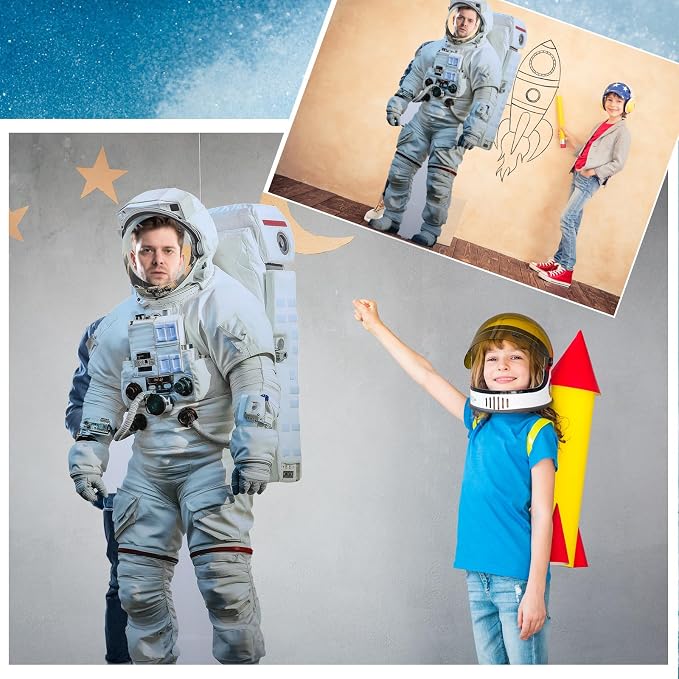 Amyhill 6 ft Astronaut Cardboard Cutout Stand-up Life Size Space Astronaut Theme Party Decoration Backdrop Photo Prop Stand up for Space Theme Birthday Baby Shower Party Supplies