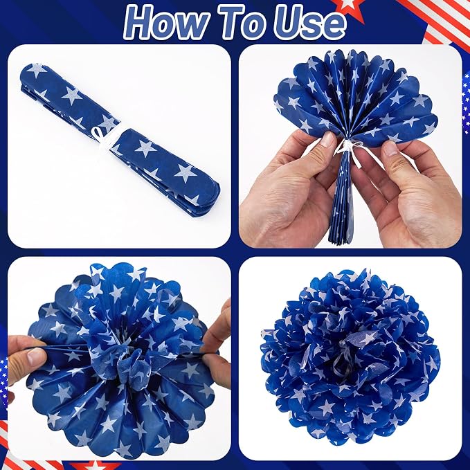 4th/Fourth of July Decorations Set, Patriotic Decorations, Red White and Blue Decors, with Pre-strung Banners for Memorial Day, Independence Day Supplies Party Decor