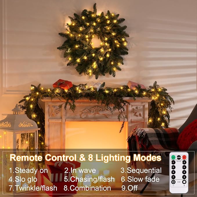 ZAIYW Battery Fairy Lights 4 Pack 16.5Ft 50 LED Fairy Lights with Remote Timer 8 Modes, Dark Green Copper Wire Waterproof Fairy String Lights for Bedroom Christmas Tree Garland Decor (Warm White)