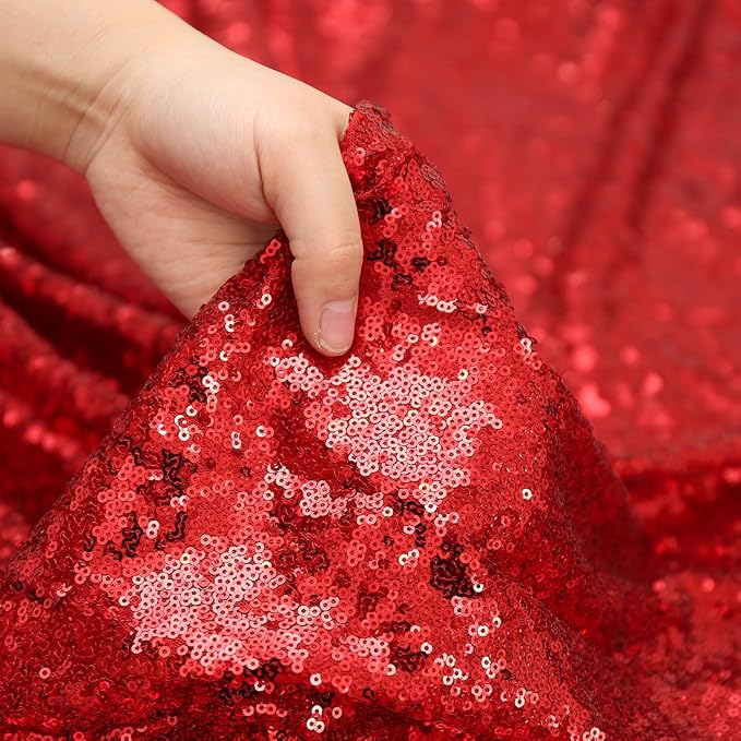 Poise3EHome 70-Inch Round Red Sequin Tablecloth for Party Cake Dessert Table Exhibition Events