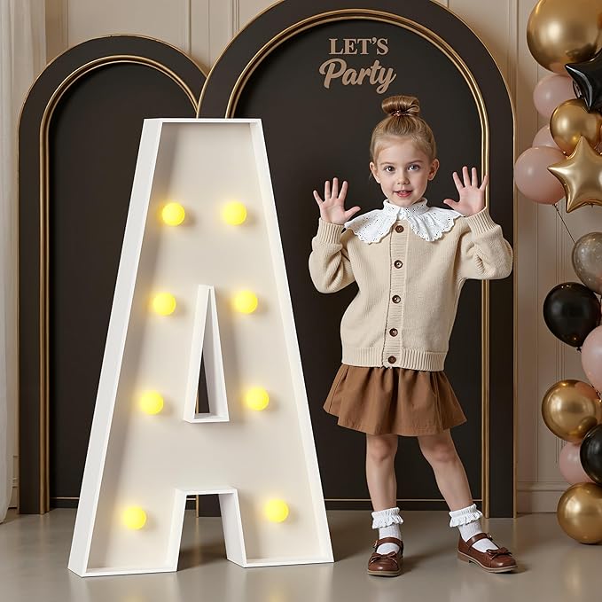 Marquee Letters 3 Feet Tall, 3FT Large Light up Letters A, Big Sign A with Warm White Light for Birthday Wedding Proposal Engagement Graduation Party Backdrop Decorations