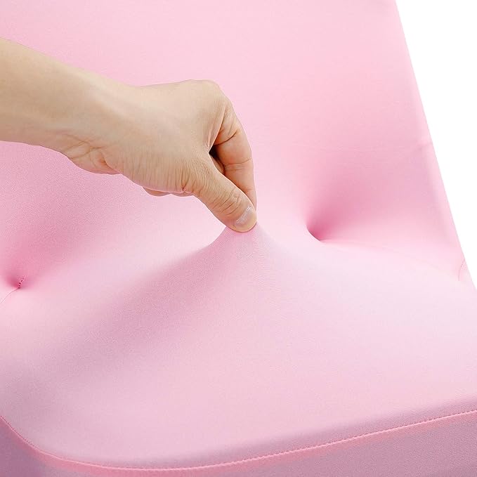Peomeise Stretch Spandex Folding Chair Cover for Wedding Party Dining Banquet Event (Pink with Open Back,25pcs)