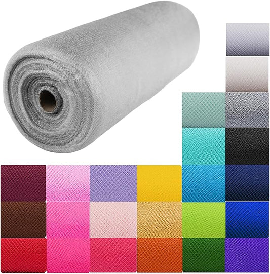 Craft And Party, 54 Inch by 40 Yards (120 ft) Metallic Silver Fabric Tulle Roll, Fabric Tulle Bolt for DIY Tutu Skirt, Wedding and Decoration (Metallic Silver)
