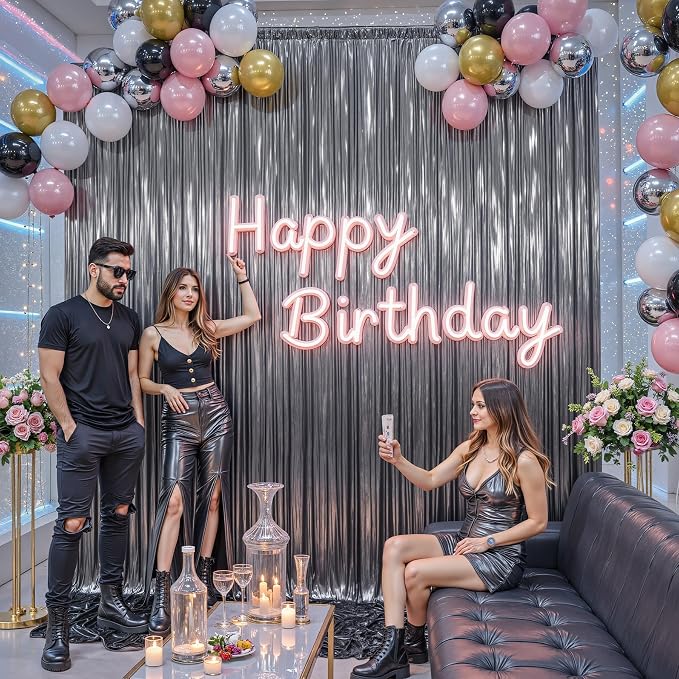 30×10FT Silver Black Backdrop Curtain Shimmer Sequin Photo Backdrop Drapes for Wedding Party Background Birthday Graduation Back Drop Bridal Baby Shower Christmas Halloween Stage Decor
