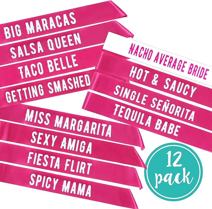 Final Fiesta Bachelorette Sashes | 12 Pack | 1 Bride to be Sash and 11 Bride Tribe Sashes with Fun Final Fiesta Phrases