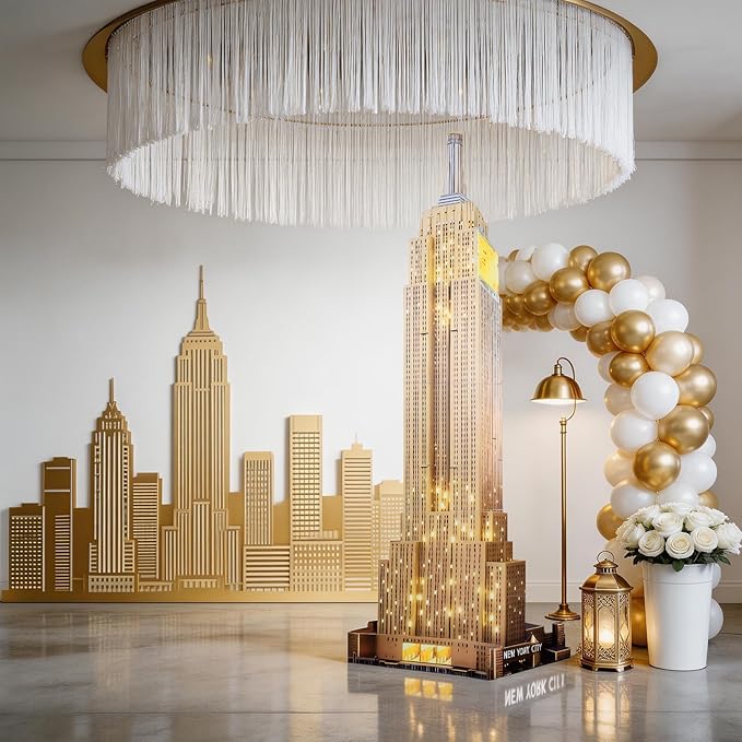 5.6 Ft Empire State Building Cardboard Cutout Life Size New York City Landmark Standee NYC Skyscraper Stand Up Backdrop Props for City Theme Party Decor Photo Booth Classroom Display
