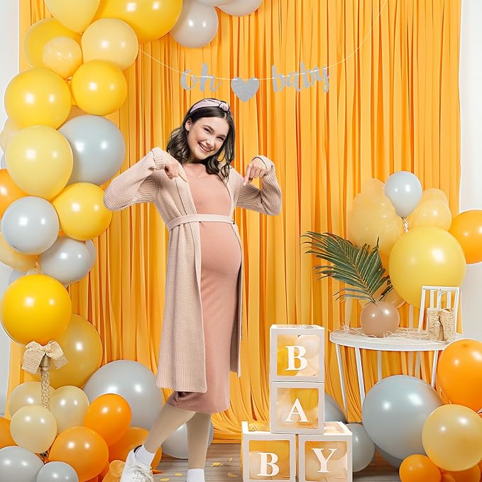 10x10 Marigold Backdrop Curtain for Parties Wrinkle Free Orange Photo Curtains Backdrop Drapes Fabric Decoration for Wedding Birthday Party Baby Shower 5ft x 10ft,2 Panels