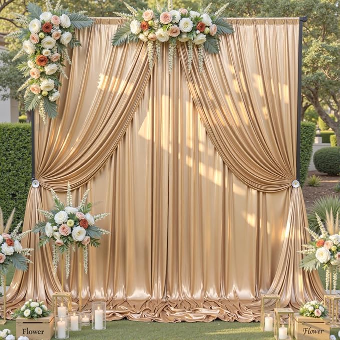 20×10FT Champagne Backdrop Curtain Shimmer Sequin Photo Backdrop Drapes Wrinkle-Free for Wedding Party Background Birthday Graduation Back Drop Bridal Baby Shower Christmas Halloween Stage Decor
