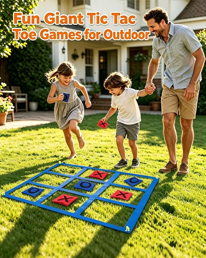 Giant Tic Tac Toe Outdoor Games, Bean Bag Toss Games, 26" Dart Board Game Double-Sided with Sticky Balls for Boys and Girls Ages 4-12 Kids Adults Family Lawn Yard Large Carnival Games