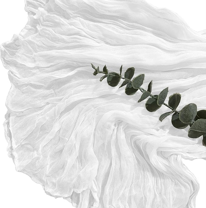 6Pack White Cheesecloth Table Runner 10Ft Gauze Table Runner White Cheese Cloth Table Runners Long Sheer Fabric Tablerunners for Wedding Party Bridal Shower Thanksgiving Christmas