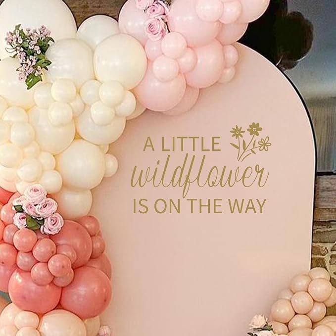 VANGNING A Little Butterfly is on The Way Baby Shower Party Decal Sign - Butterfly Baby Shower Decoration,Gender Reveal Girl or Boy Baby Shower Decal Sign (Wildflower Decal)
