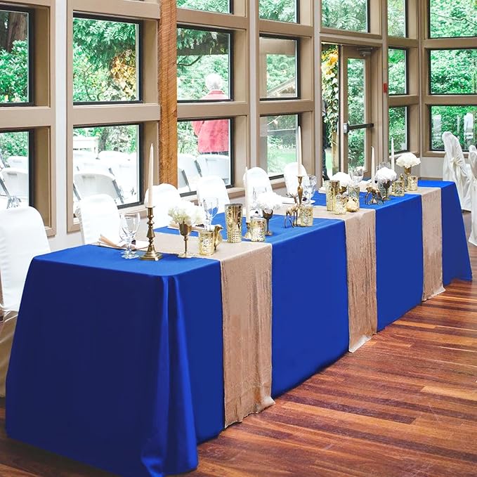 12 Pack Polyester Tablecloth -60 x 126 Inch Royal Blue Table Cloth for 8 Feet Rectangle Tables, Stain and Wrinkle Resistant Washable Fabric Table Cover for Wedding Party Banquet Restaurant Kitchen
