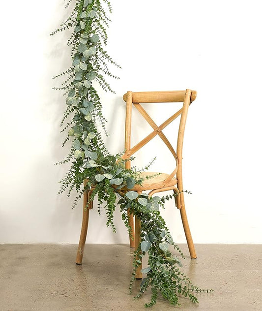 9 FT Eucalyptus Greenery Garlands for Table, Artificial Long Greenery Garlands, Spring Green Eucalyptus Garland for Wedding, Mantle, Party, Home Decor