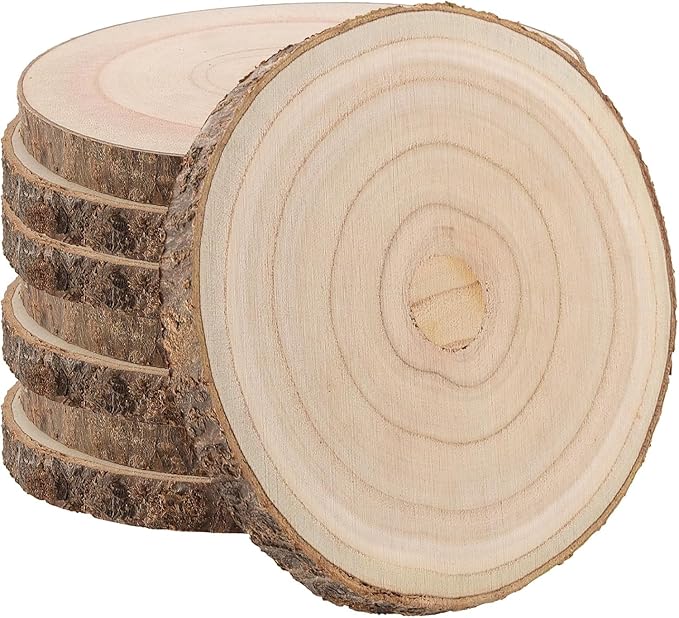 Wood Slices,Wood Slices for Centerpieces Table Decorations,Unfinished Rounds Wood for Crafts,Wood Slice for Rustic Wedding Decoration Projects, Natural Paulownia Wooden Slabs(10-11 inch 8 Pcs)