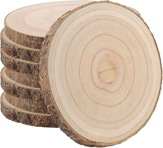 Wood Slices,Wood Slices for Centerpieces Table Decorations,Unfinished Rounds Wood for Crafts,Wood Slice for Rustic Wedding Decoration Projects, Natural Paulownia Wooden Slabs(10-11 inch 8 Pcs)