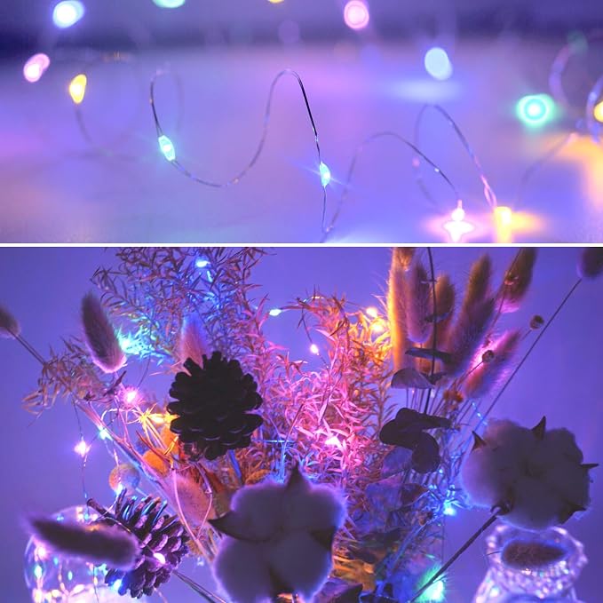 20 Packs Fairy String Lights, 6.6FT 20 LEDs Battery Operated Silver Copper Wire Starry String Light for DIY Party Christmas Costume Wedding Easter Table Decorations (4 Colors)