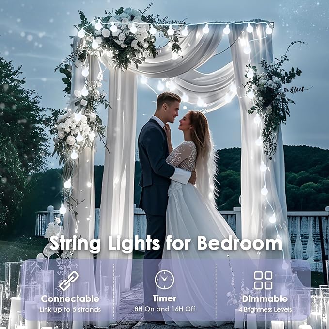 100LED Connectable Classroom String Lights Indoor Outdoor, 43ft White Globe Lights Plug in with Remote, 8 Lighting Modes Waterproof Fairy Light for Bedroom Classroom Wedding Christmas Decorations