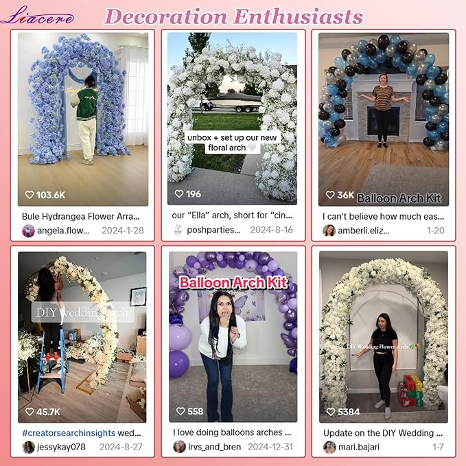 Liacere Wokceer Wedding Arch 7*8FT Round Backdrop Stand Gold Metal Circle Backdrop Stand Circle Balloon Arch Stand Frame for Birthday Party Bridal Shower Anniversary Ceremony Candy Tables Celebration