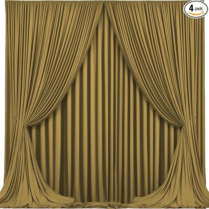 Gold Brown Backdrop Curtains-Wrinkle-Free Polyester Photography Drapes Party Curtain Background for Baby Shower Wedding Decorations- 16 X10FT