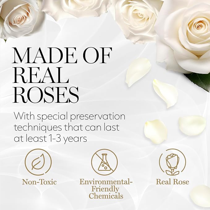 GLAMOUR BOUTIQUE 7 Flower Forever Heart Shape Box, Mothers Day Gift For Mom, Eternal Preserved Roses Gift for Her, Flowers bouquet, For Birthday, Anniversary, Girlfriend - White