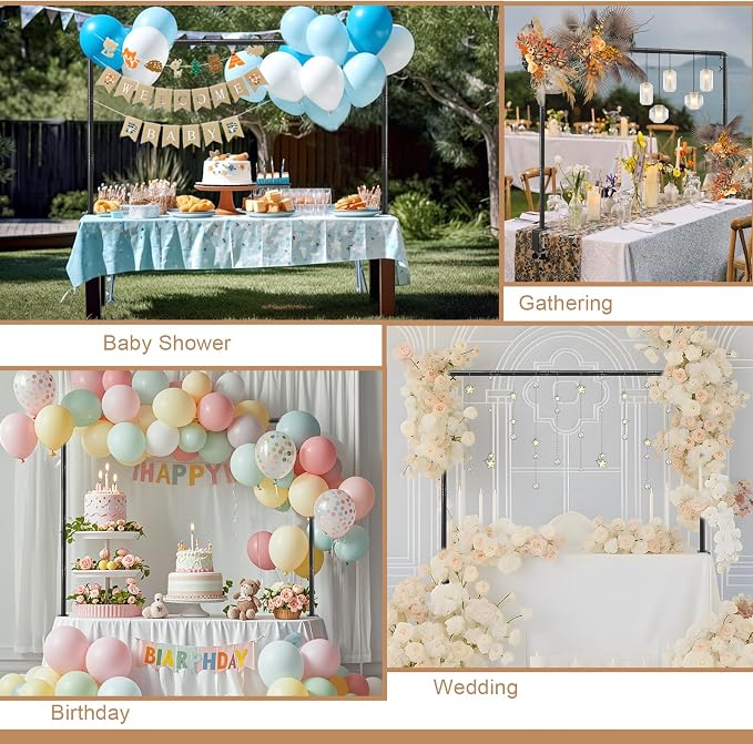 Over The Table Rod Stand with Clamps Adjustable 31-110 in Length 31-64 in Height Black Table Balloon Arch Hanging Stand with Storage Bag for Valentines Day Wedding Birthday Party Decoration
