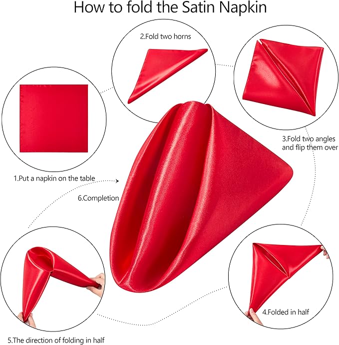 50 Pack Square Satin Dinner Napkins, 20x20 Inches Silky Soft Smooth Table Cloth Napkins for Restaurant Weddings Banquet Party Decoration, Red