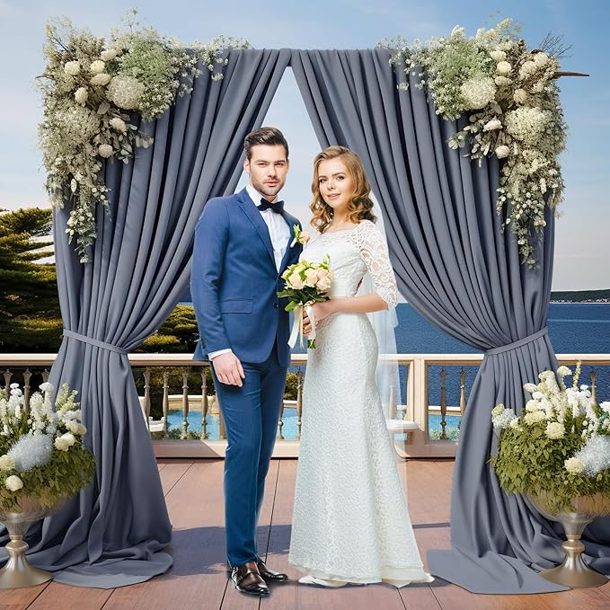 Charcoal Backdrop Curtain for Parties Wedding Wrinkle Free Silver Grey Photo Curtains Backdrop Drapes Fabric Decoration for Birthday Party Baby Shower 5ft x 8ft,2 Panels