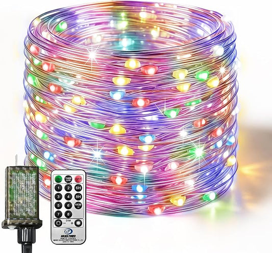 btfarm Fairy Lights Plug in with Remote, 33FT 100 LED Outdoor Twinkle Lights Waterproof with Timer, 8 Modes Indoor String Lights for Bedroom Patio Garden Wedding Christmas Decoration, Multicolor